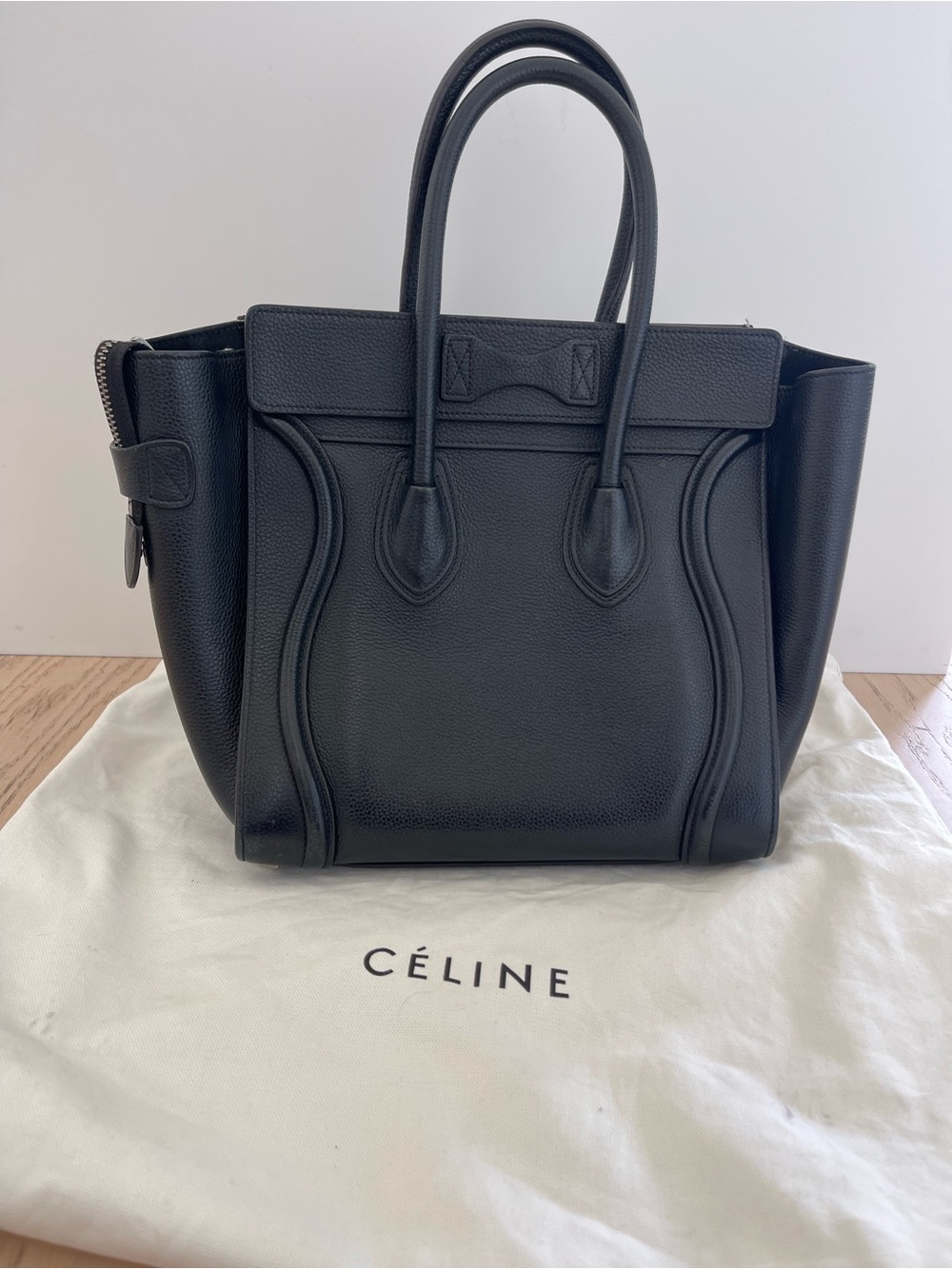 Celine Black Pebbled Leather Micro Luggage Tote - Picture 2 of 16
